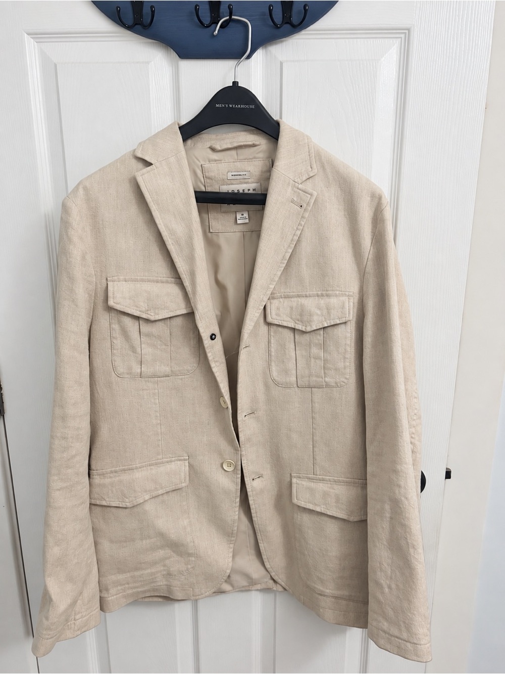 Joseph Men's Light Beige Cotton-Linen Field Blazer